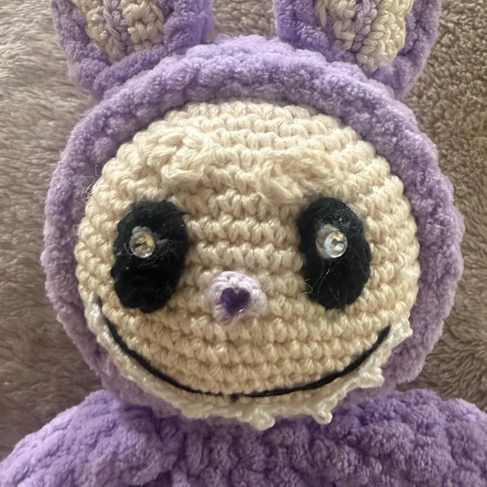 ORIGINAL HANDCRAFTED LABUBU MONSTER CROCHET PLUSHIE, ONE SIZE, PURPLE - Picture 7 of 8